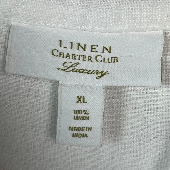 Charter Club Luxury Linen Tunic Women XL White New Coastal Beach Resort - Picture 4 of 8